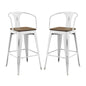 Promenade Bar Stool Set of 2, Wood, Metal Steel, White, 18851