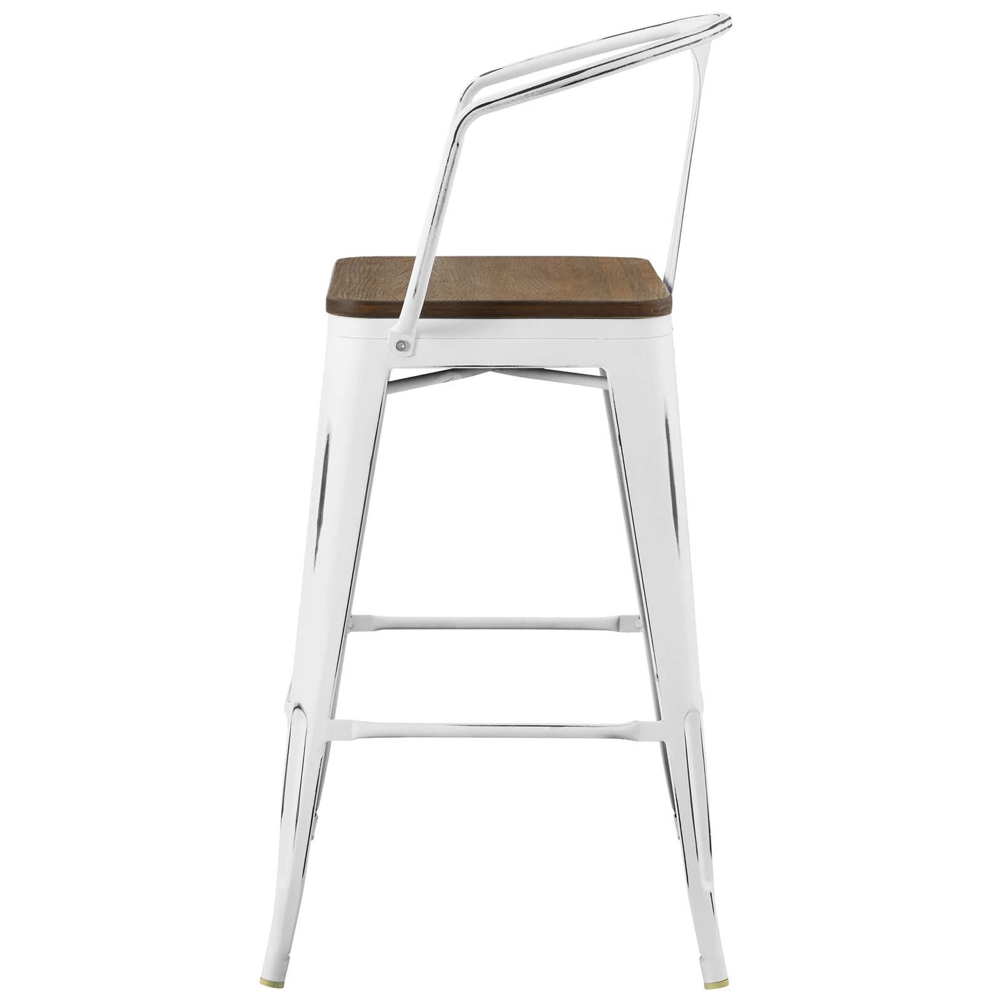 Promenade Bar Stool Set of 2, Wood, Metal Steel, White, 18851