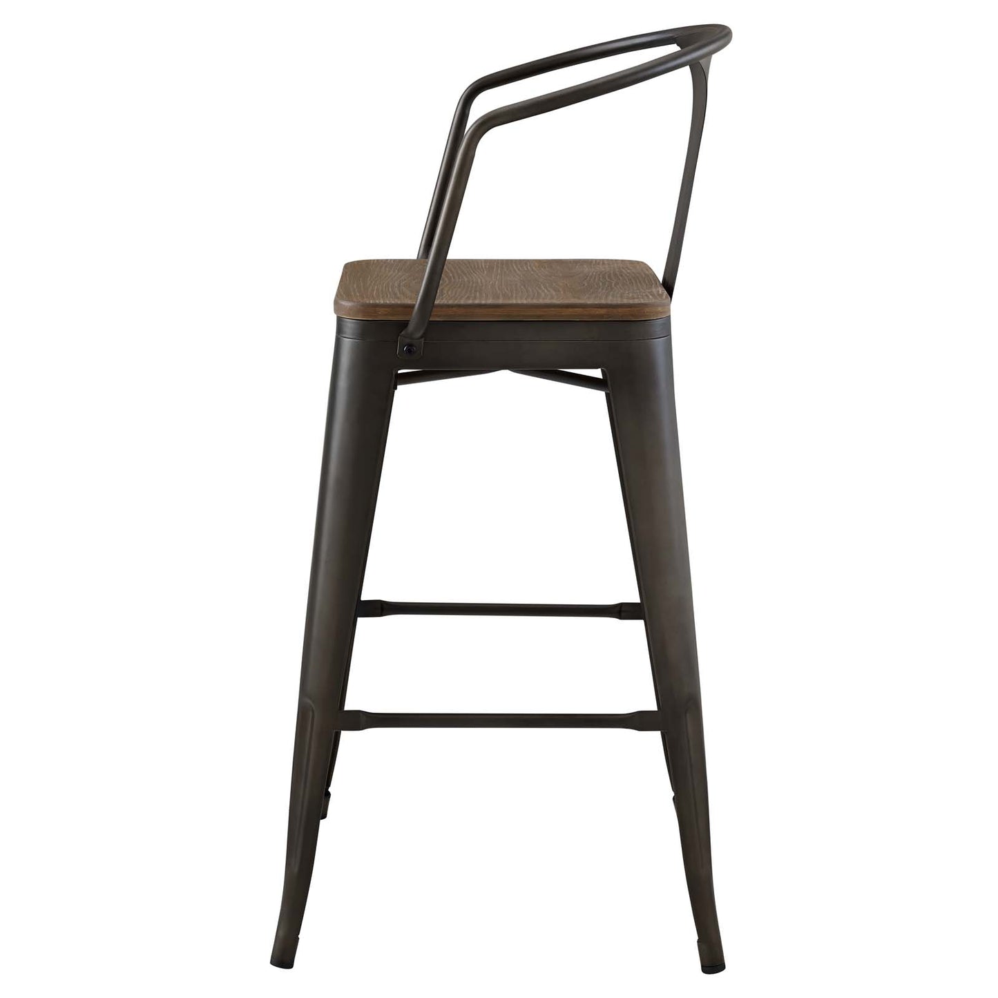 Promenade Bar Stool Set of 4, Wood, Metal Steel, Brown, 18853