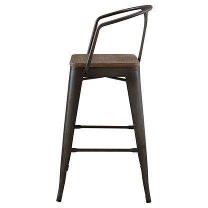 Promenade Bar Stool Set of 4, Wood, Metal Steel, Brown, 18853