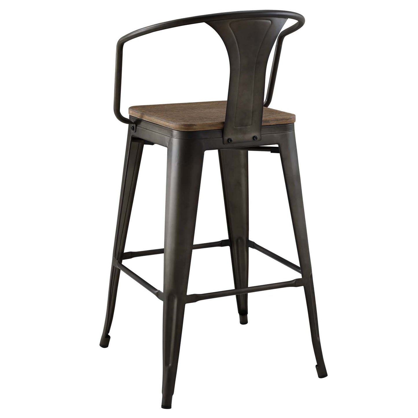 Promenade Bar Stool Set of 4, Wood, Metal Steel, Brown, 18853