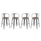 Promenade Bar Stool Set of 4, Wood, Metal Steel, Gunmetal Silver, 18854
