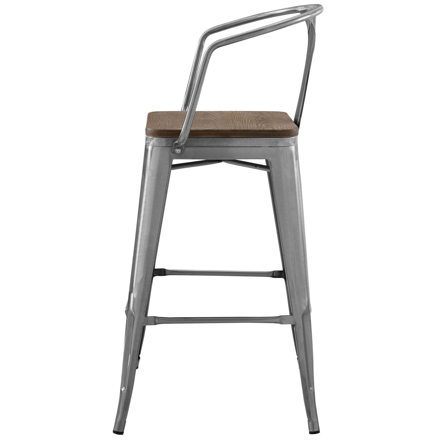 Promenade Bar Stool Set of 4, Wood, Metal Steel, Gunmetal Silver, 18854