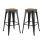 Promenade Bar Stool Set of 2, Wood, Metal Steel, Black, 18856