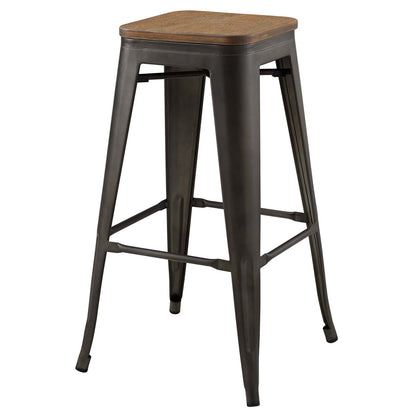 Promenade Bar Stool Set of 2, Wood, Metal Steel, Brown, 18857