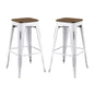 Promenade Bar Stool Set of 2, Wood, Metal Steel, White, 18859
