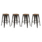 Promenade Bar Stool Set of 4, Wood, Metal Steel, Brown, 18861