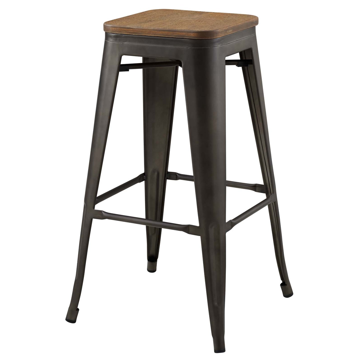 Promenade Bar Stool Set of 4, Wood, Metal Steel, Brown, 18861
