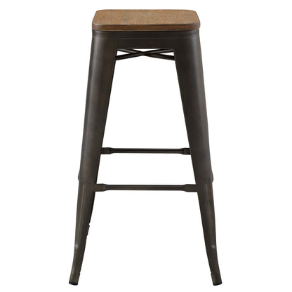 Promenade Bar Stool Set of 4, Wood, Metal Steel, Brown, 18861