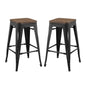 Promenade Counter Stool Set of 2, Wood, Metal Steel, Black, 18864
