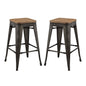 Promenade Counter Stool Set of 2, Wood, Metal Steel, Brown, 18865