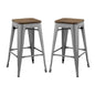 Promenade Counter Stool Set of 2, Wood, Metal Steel, Gunmetal Silver, 18866