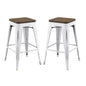 Promenade Counter Stool Set of 2, Wood, Metal Steel, White, 18867