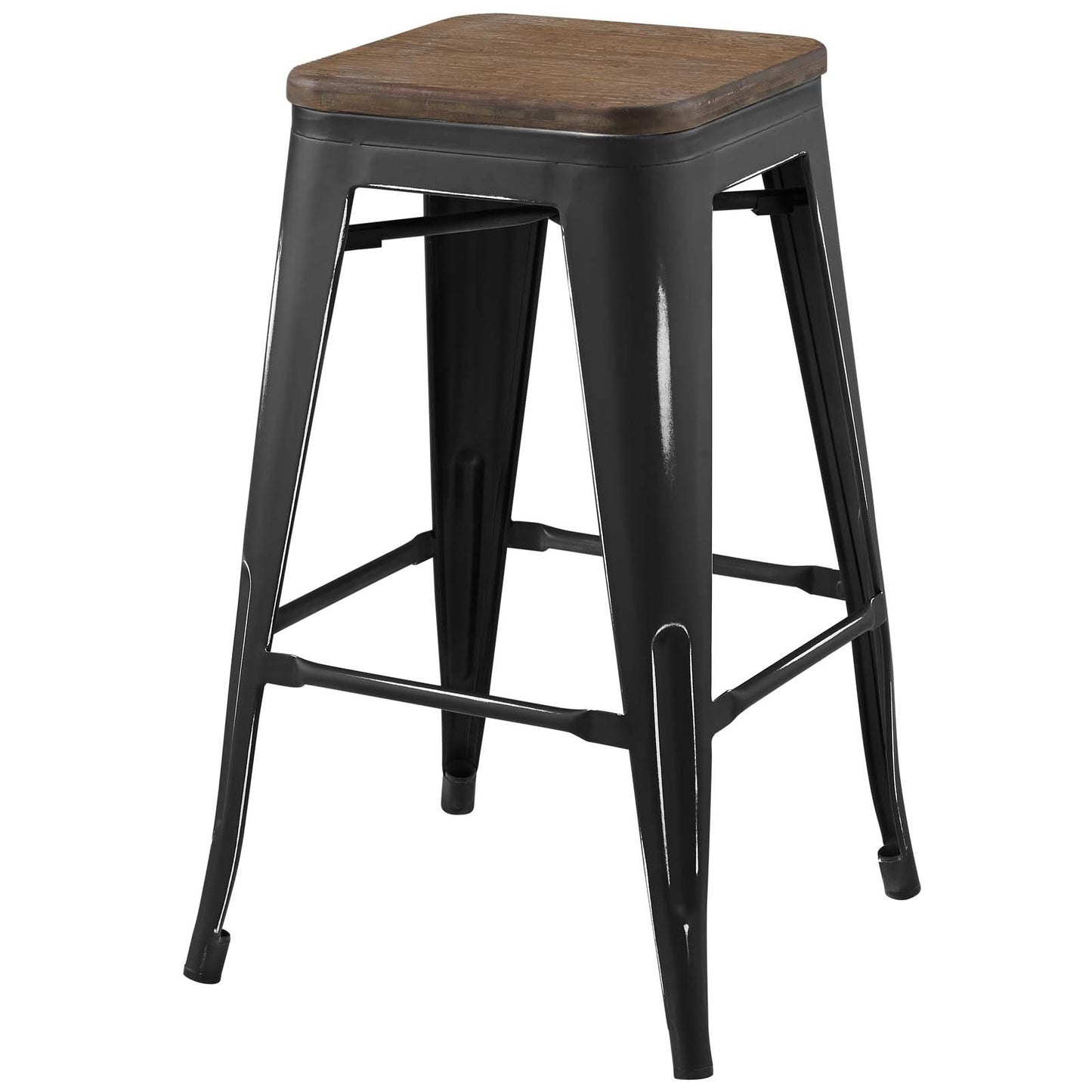 Promenade Counter Stool Set of 4, Wood, Metal Steel, Black, 18868