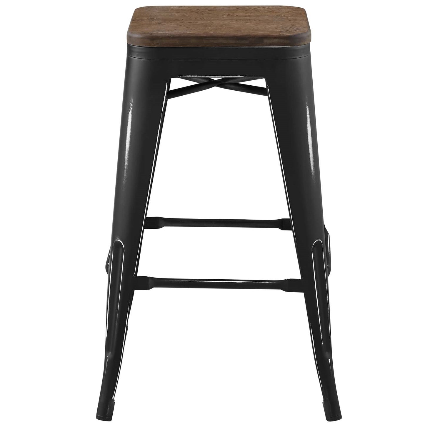 Promenade Counter Stool Set of 4, Wood, Metal Steel, Black, 18868