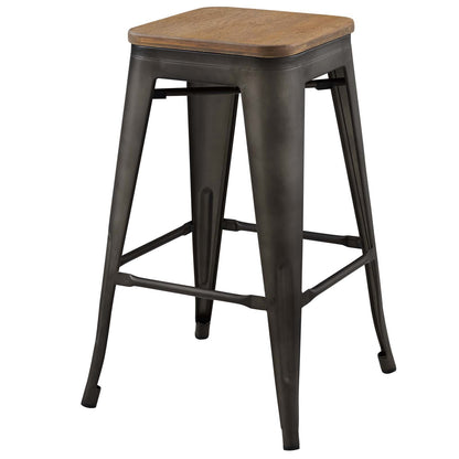 Promenade Counter Stool Set of 4, Wood, Metal Steel, Brown, 18869