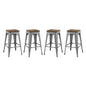Promenade Counter Stool Set of 4, Wood, Metal Steel, Gunmetal Silver, 18870