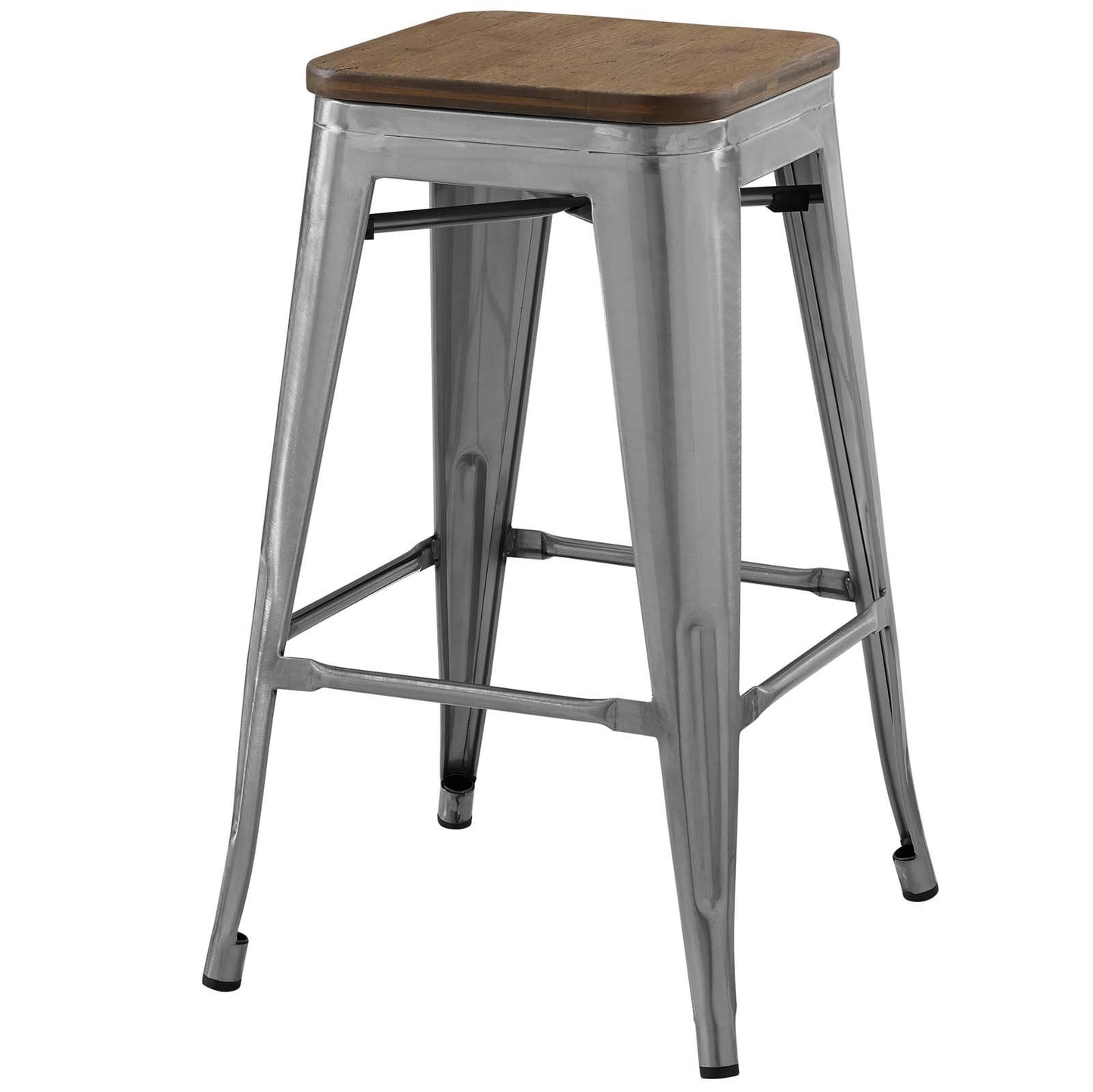 Promenade Counter Stool Set of 4, Wood, Metal Steel, Gunmetal Silver, 18870