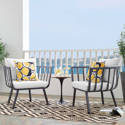 Riverside Outdoor Patio Aluminum Armchair Set of 2, Aluminum, Metal, Steel, Grey Gray White, 18873