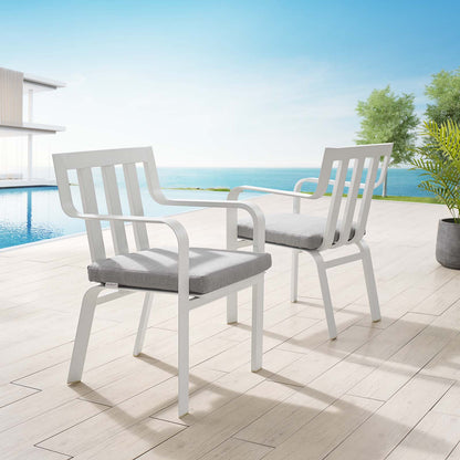 Baxley Outdoor Patio Aluminum Armchair Set of 2, Aluminum, Metal, Steel, White Grey Gray, 18876