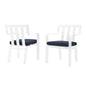 Baxley Outdoor Patio Aluminum Armchair Set of 2, Aluminum, Metal, Steel, White Blue Navy, 18877