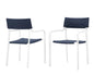Raleigh Outdoor Patio Aluminum Armchair Set of 2, Aluminum, Metal, Steel, White Blue Navy, 18879