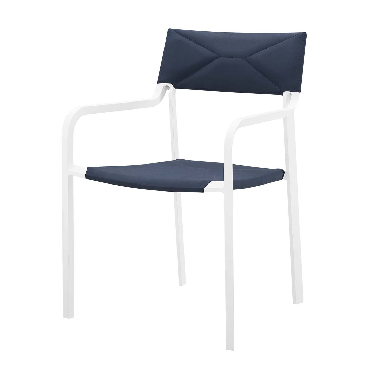 Raleigh Outdoor Patio Aluminum Armchair Set of 2, Aluminum, Metal, Steel, White Blue Navy, 18879
