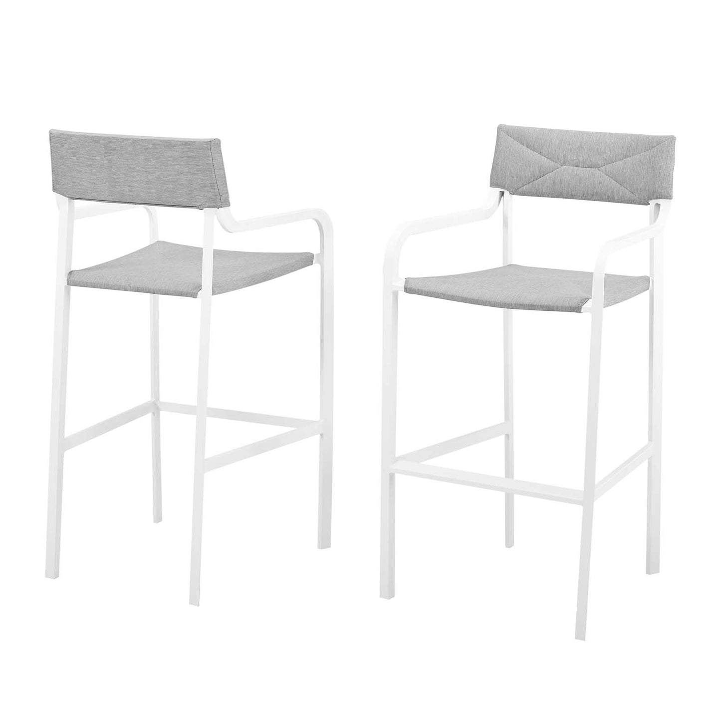 Raleigh Outdoor Patio Aluminum Bar Stool Set of 2, Aluminum, Metal, Steel, White Grey Gray, 18880