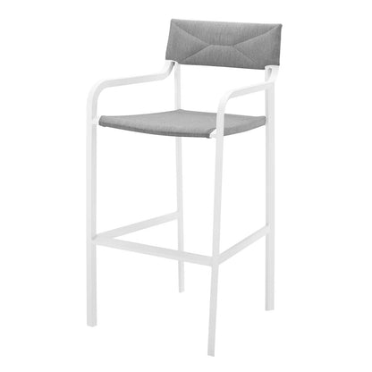 Raleigh Outdoor Patio Aluminum Bar Stool Set of 2, Aluminum, Metal, Steel, White Grey Gray, 18880