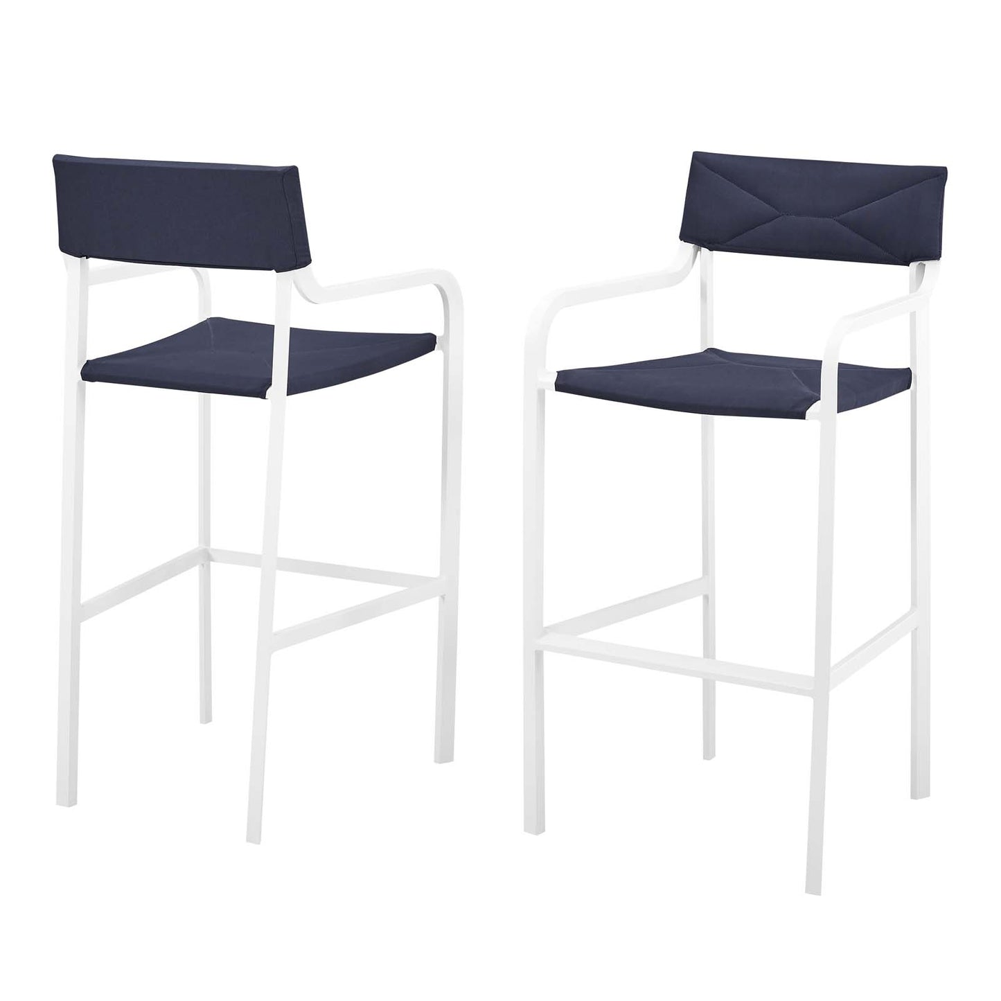 Raleigh Outdoor Patio Aluminum Bar Stool Set of 2, Aluminum, Metal, Steel, White Blue Navy, 18881