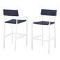 Raleigh Outdoor Patio Aluminum Bar Stool Set of 2, Aluminum, Metal, Steel, White Blue Navy, 18881