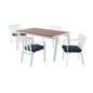 Baxley 5 Piece Outdoor Patio Aluminum Dining Set, Aluminum, Metal, Steel, White Blue Navy, 18883