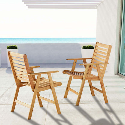 Hatteras Outdoor Patio Eucalyptus Wood Armchair Set of 2, Wood, Brown Natural, 18886