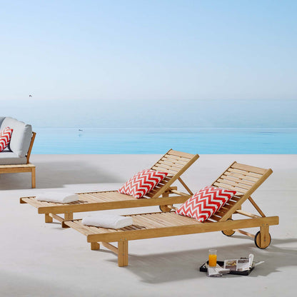 Hatteras Outdoor Patio Eucalyptus Wood Chaise Lounge Set of 2, Wood, Brown Natural, 18887