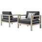 Wiscasset Outdoor Patio Acacia Wood Armchair Set of 2, Wood, Light Grey Gray, 18888