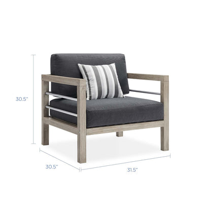 Wiscasset Outdoor Patio Acacia Wood Armchair Set of 2, Wood, Light Grey Gray, 18888