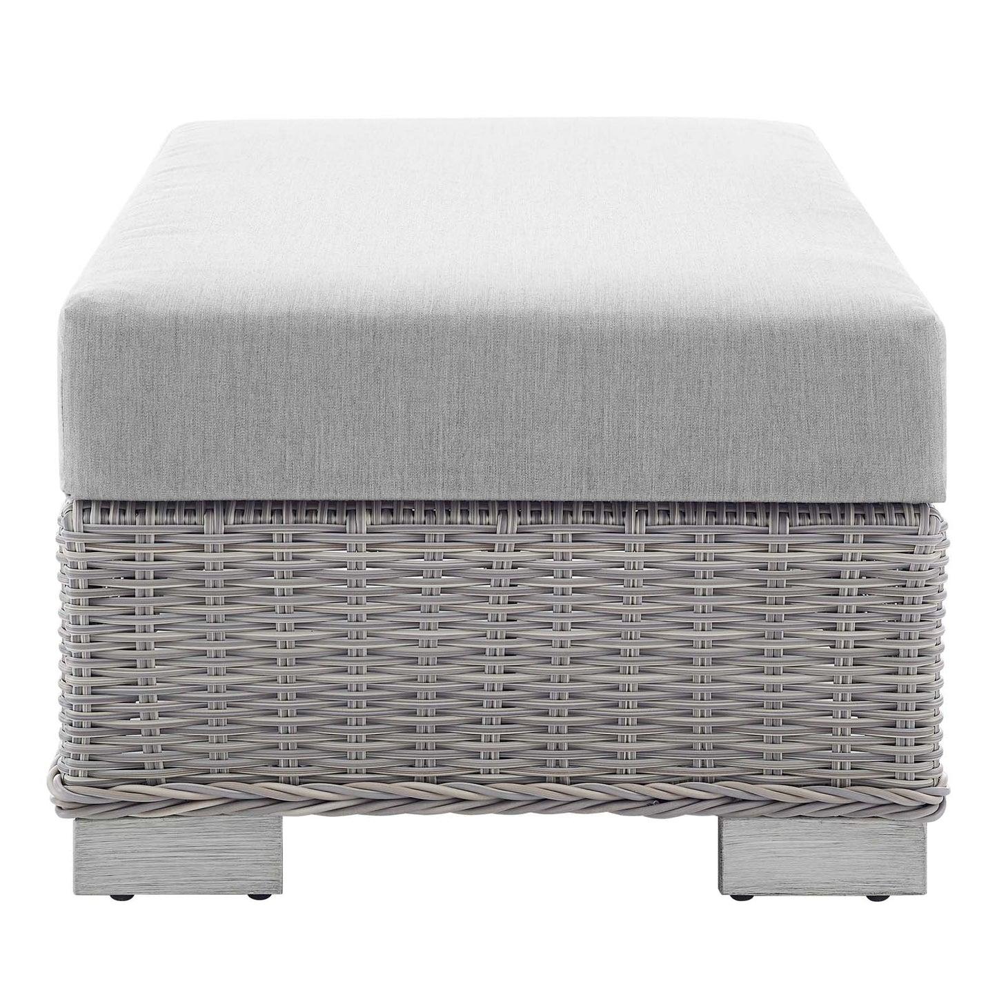 Conway Sunbrella® Outdoor Patio Wicker Rattan Ottoman, Rattan, Wicker, Grey Gray, 18893