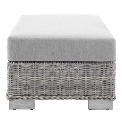 Conway Sunbrella® Outdoor Patio Wicker Rattan Ottoman, Rattan, Wicker, Grey Gray, 18893