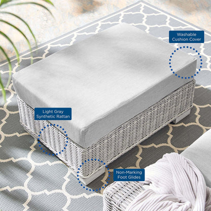 Conway Sunbrella® Outdoor Patio Wicker Rattan Ottoman, Rattan, Wicker, Grey Gray, 18893