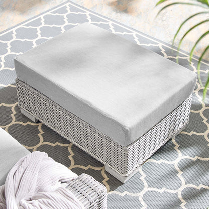 Conway Sunbrella® Outdoor Patio Wicker Rattan Ottoman, Rattan, Wicker, Grey Gray, 18893
