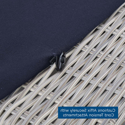 Conway Sunbrella® Outdoor Patio Wicker Rattan Ottoman, Rattan, Wicker, Light Grey Gray Blue Navy, 18894