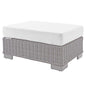Conway Sunbrella® Outdoor Patio Wicker Rattan Ottoman, Rattan, Wicker, Light Grey Gray White, 18895