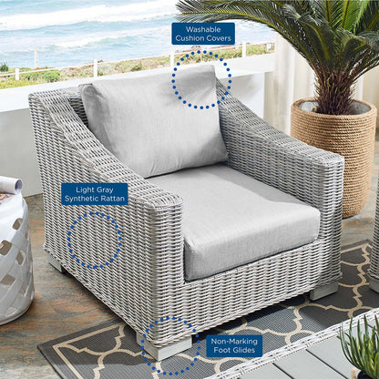 Conway Sunbrella® Outdoor Patio Wicker Rattan Armchair, Rattan, Wicker, Grey Gray, 18896