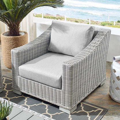 Conway Sunbrella® Outdoor Patio Wicker Rattan Armchair, Rattan, Wicker, Grey Gray, 18896