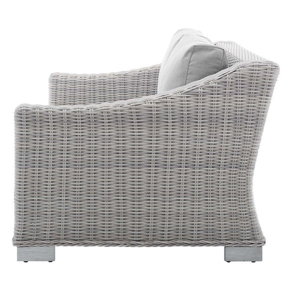 Conway Sunbrella® Outdoor Patio Wicker Rattan Loveseat, Rattan, Wicker, Grey Gray, 18899