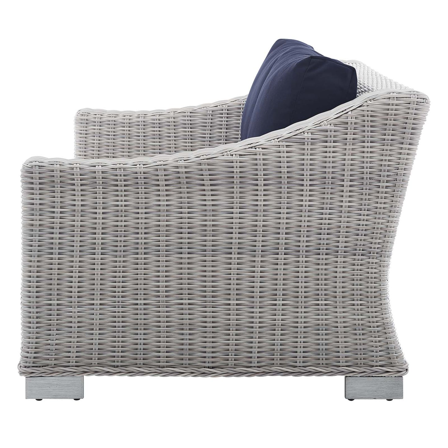 Conway Sunbrella® Outdoor Patio Wicker Rattan Loveseat, Rattan, Wicker, Light Grey Gray Blue Navy, 18900