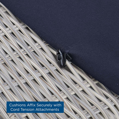 Conway Sunbrella® Outdoor Patio Wicker Rattan Loveseat, Rattan, Wicker, Light Grey Gray Blue Navy, 18900