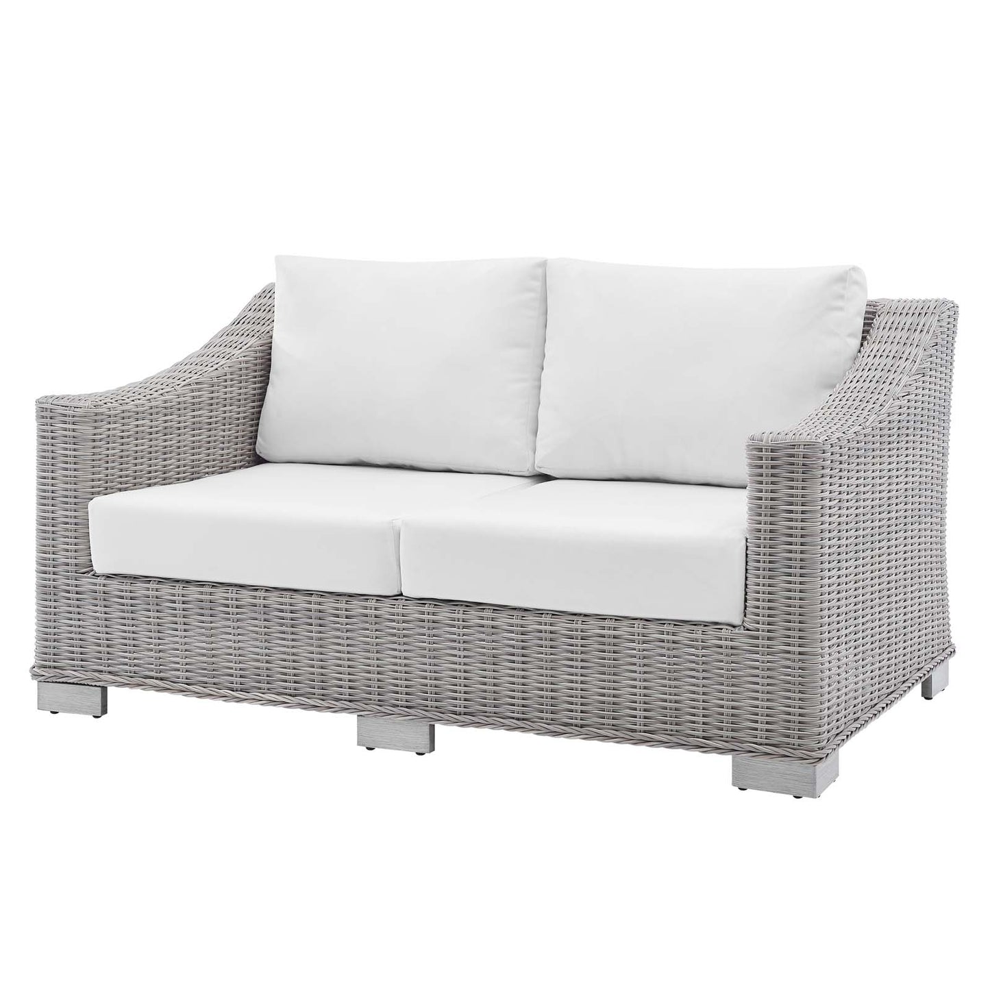 Conway Sunbrella® Outdoor Patio Wicker Rattan Loveseat, Rattan, Wicker, Light Grey Gray White, 18901