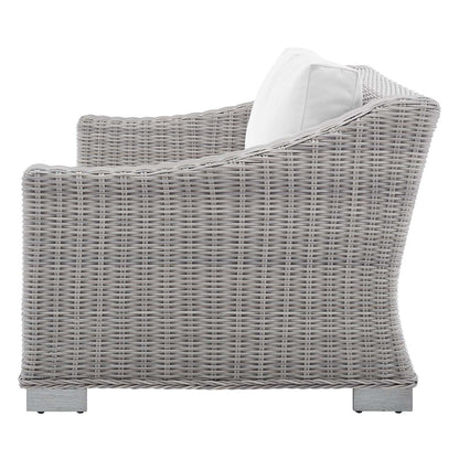 Conway Sunbrella® Outdoor Patio Wicker Rattan Loveseat, Rattan, Wicker, Light Grey Gray White, 18901