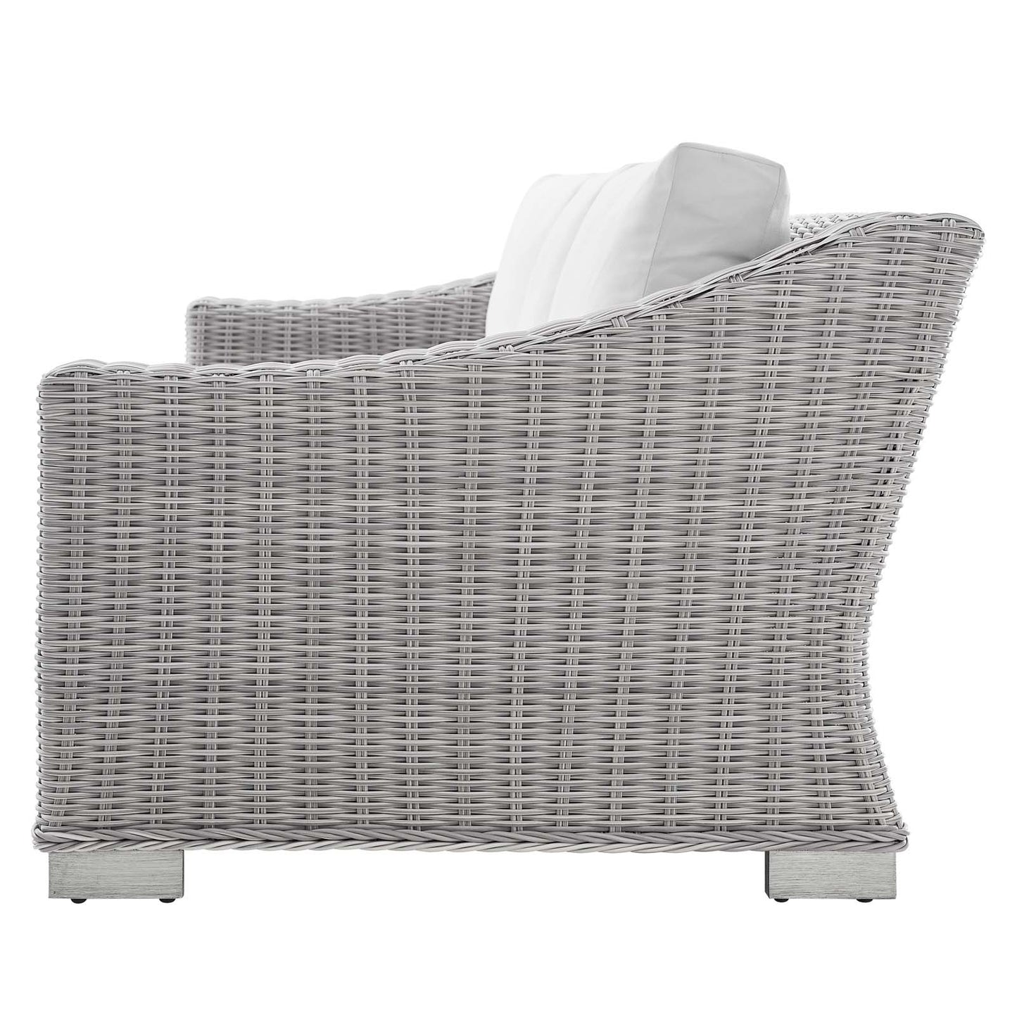 Conway Sunbrella® Outdoor Patio Wicker Rattan Sofa, Rattan, Wicker, Light Grey Gray White, 18904